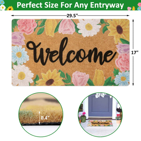 CiyvoLyeen porch doormat featuring sunflowers for seasonal curb appeal and easy cleaning.