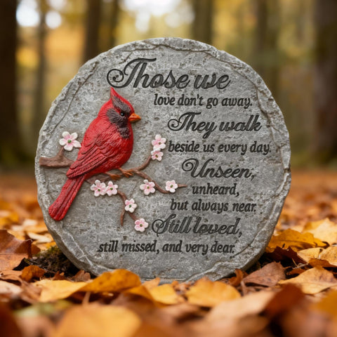 Ciyxarte sculpted cardinal on blossoming branch, ideal for outdoor garden tribute.