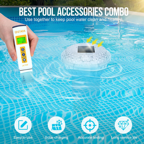 CIZTADA digital pool pH tester showing quick, accurate readings for balanced water.