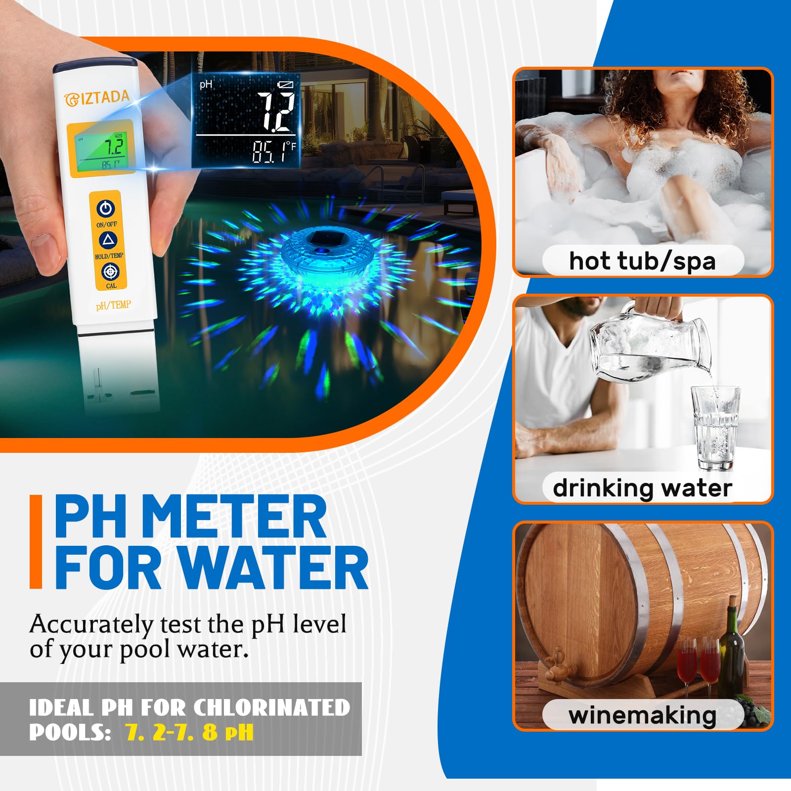 CIZTADA pool water temperature meter provides quick temperature checks.