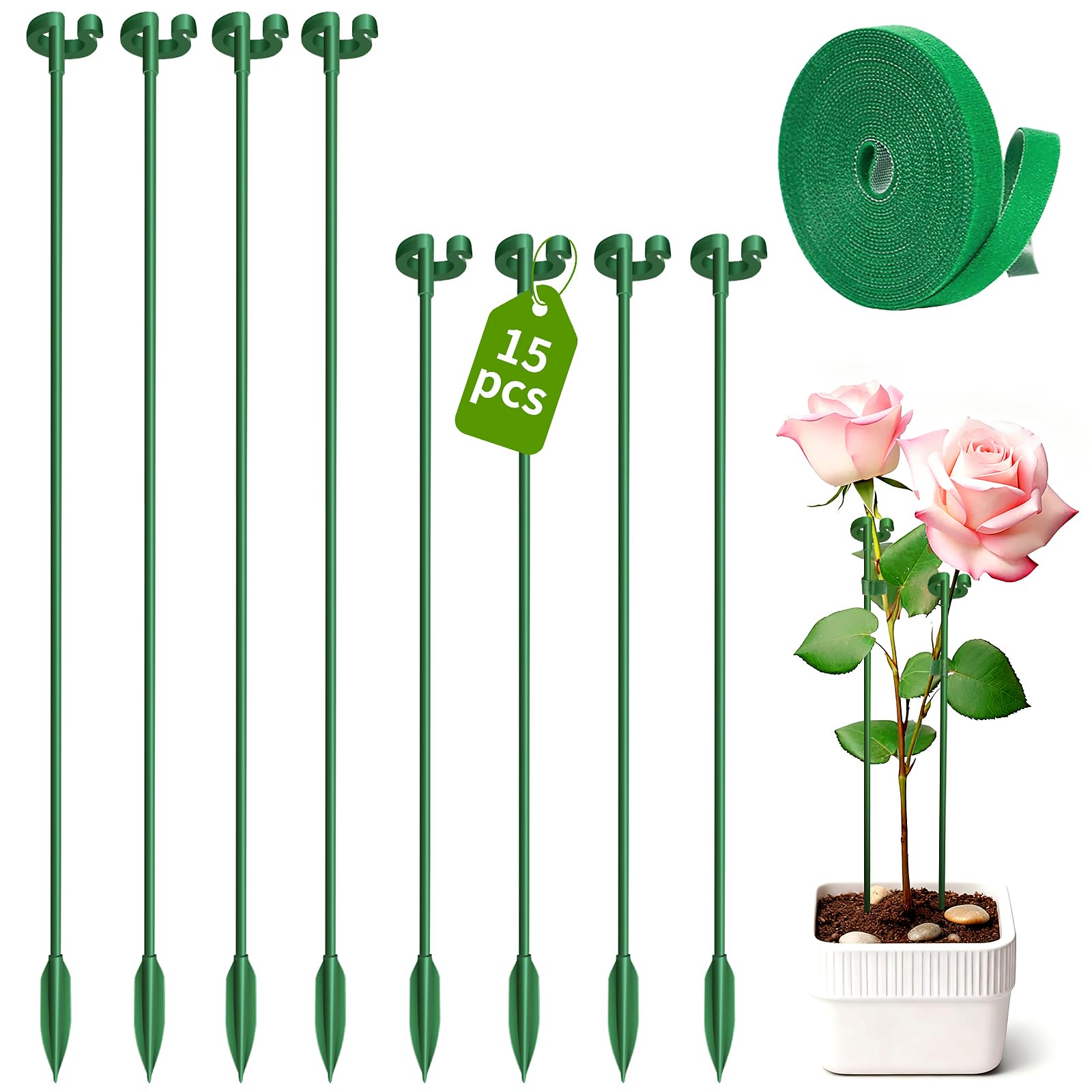 CJEBXRC fiberglass stake for short 10.8 inch plants provides sturdy support