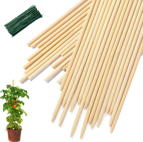 CJFocus bamboo plant stakes in 18-inch set provide sturdy support for potted plants