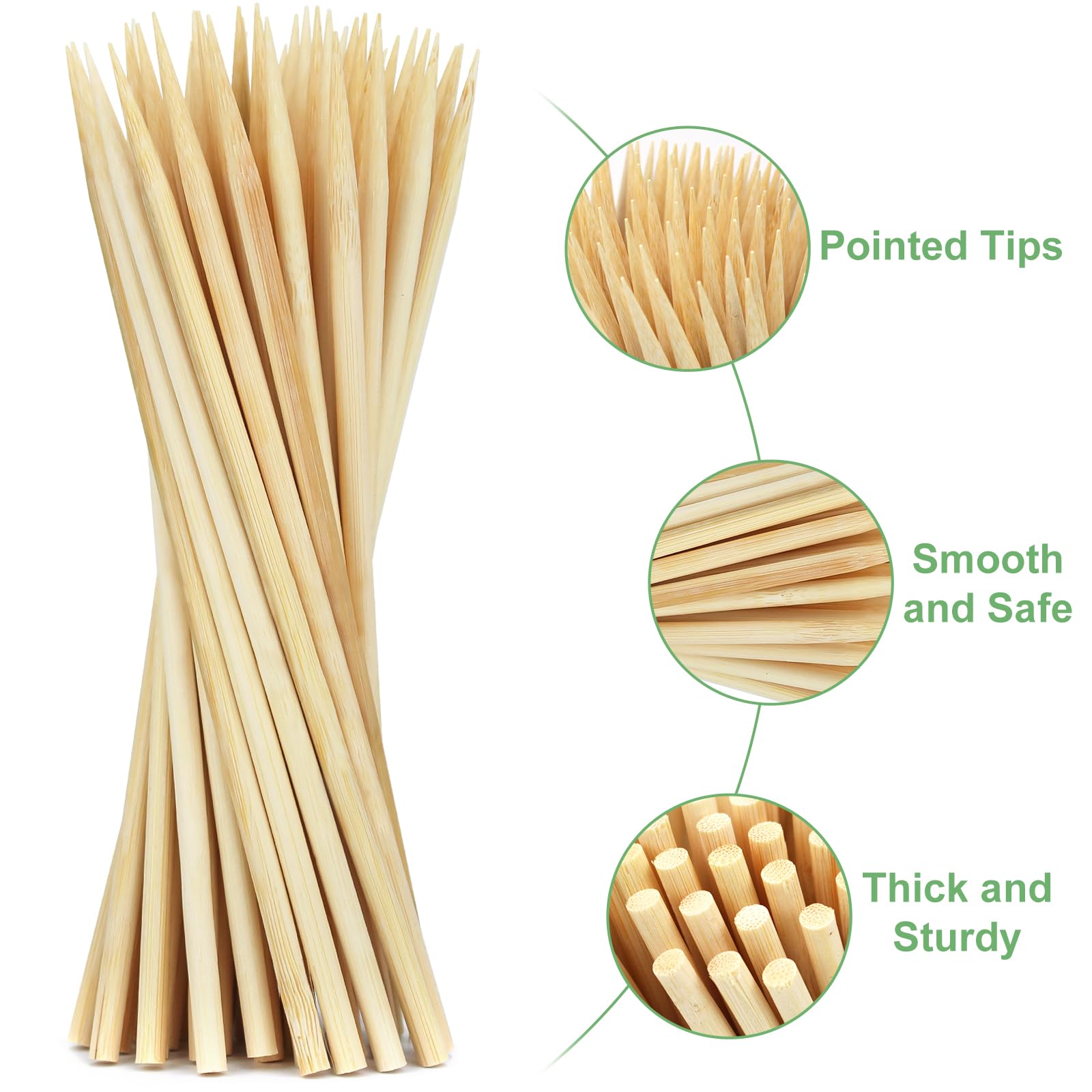 CJFocus polished, smooth finish skewer prevents splinters during use.