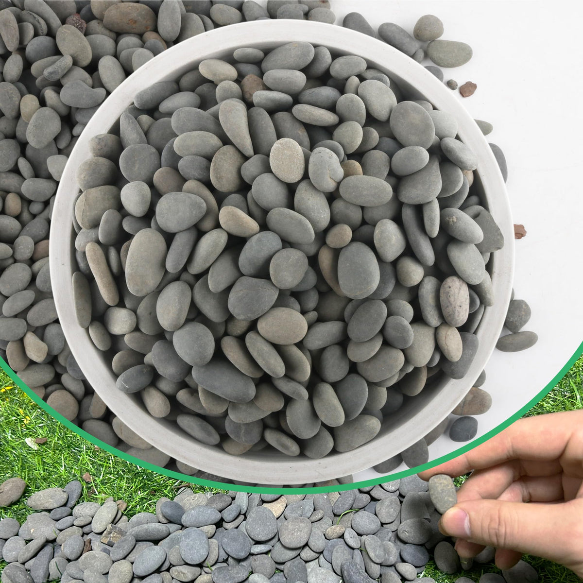 CJGQ 7lb river rocks 1-inch grey for durable garden paving and decor.