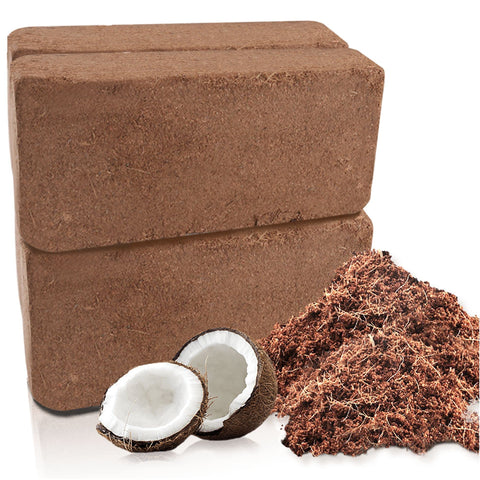 CJGQ Coco Coir Brick compact-4-pack shows easy storage and ready expansion for seedlings.