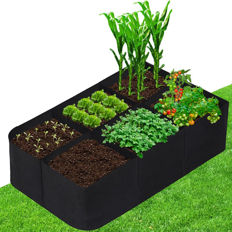 CJGQ fabric raised garden bed assembled in a garden, ideal for herbs.