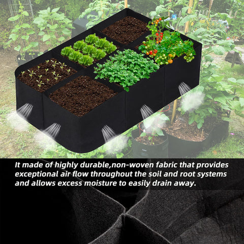 CJGQ bed planted with vegetables showing neat rows and easy harvest.