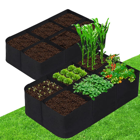 CJGQ fabric raised garden bed 4x2x1ft ready for herbs and veggies.