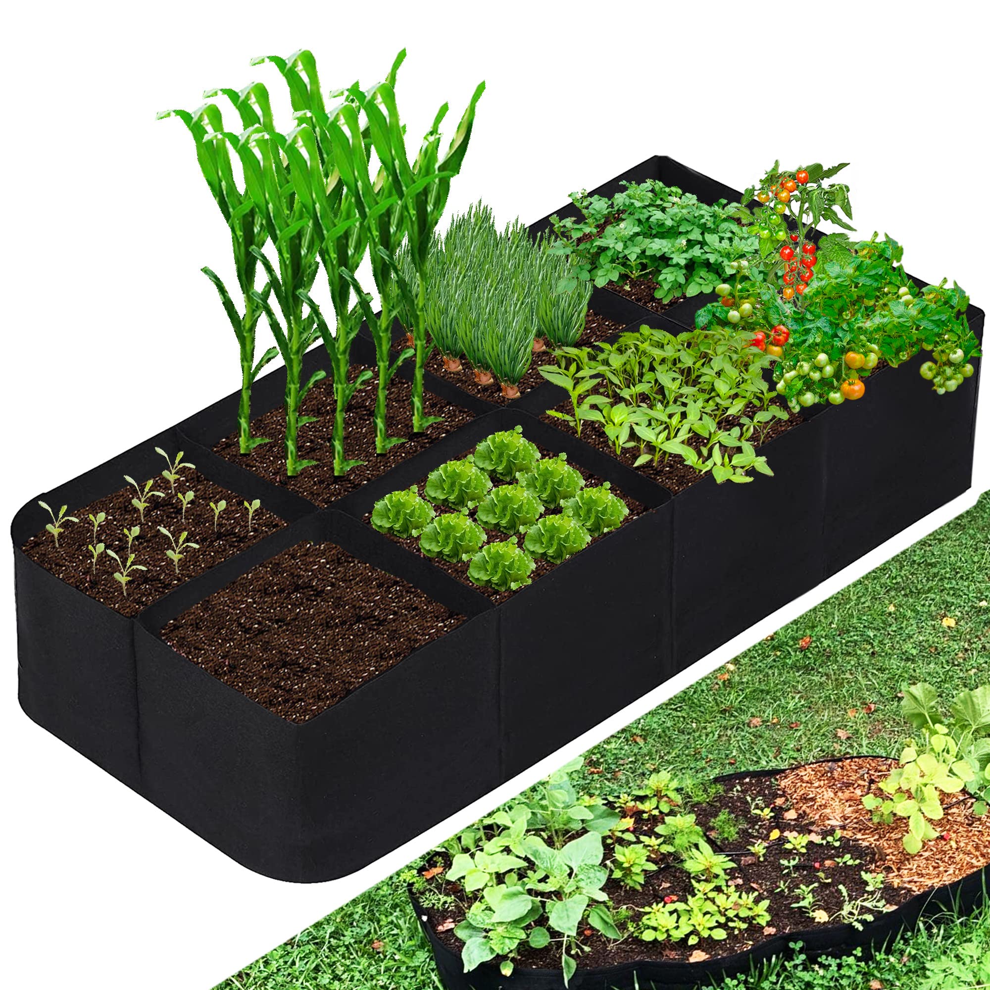 CJGQ fabric raised garden bed full setup ready to grow vegetables