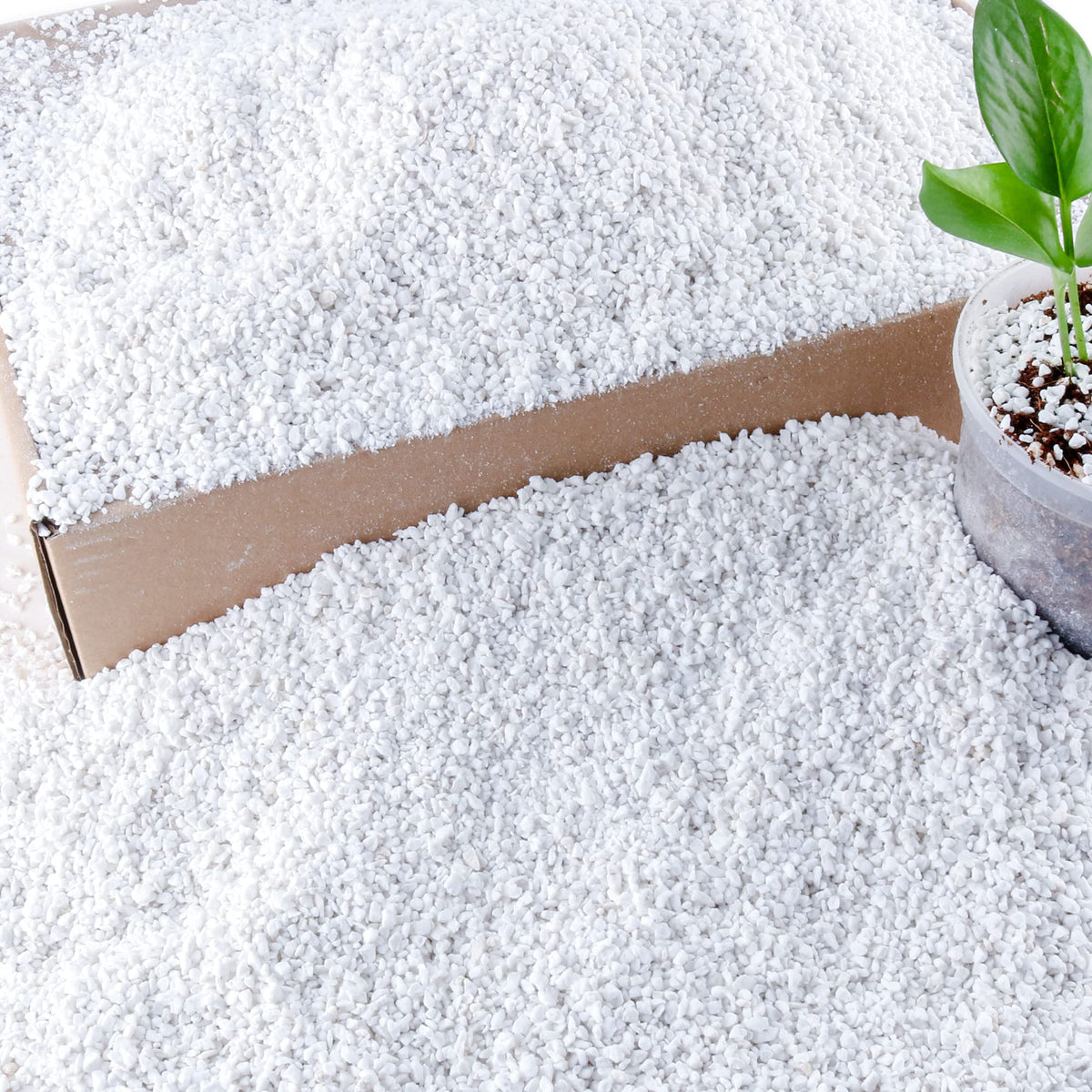 CJGQ 18-quart perlite bag close-up highlighting lightweight texture for improved drainage.