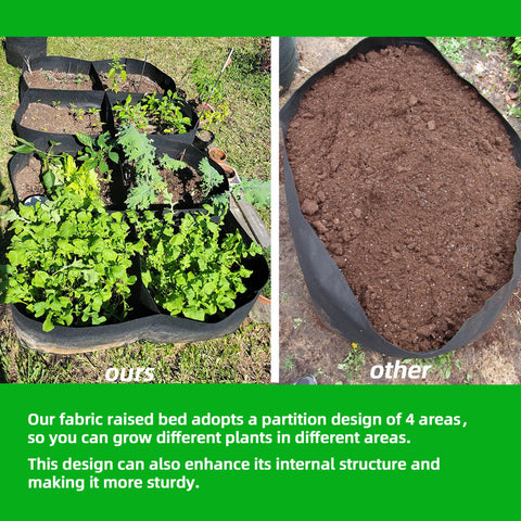 CJGQ plant grow bags with 4-grid design for easy plant management.