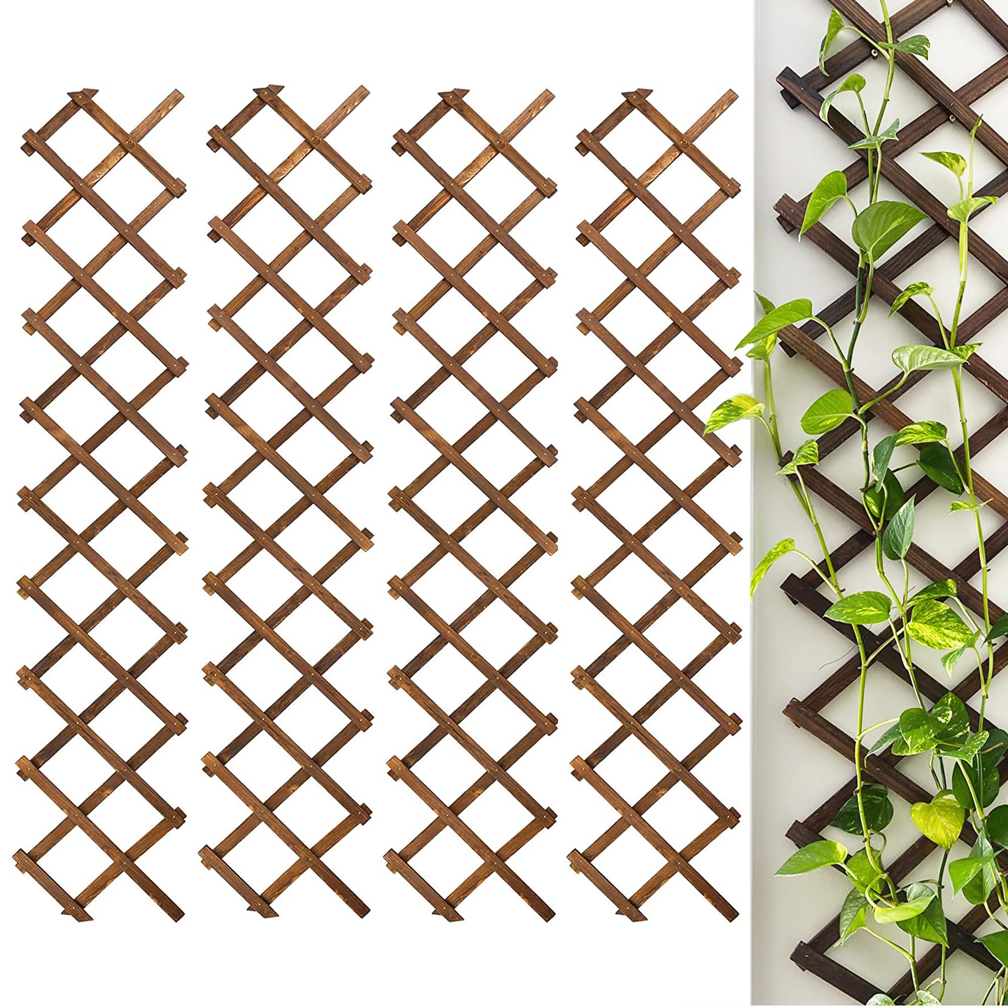 CJGQ wooden lattice wall 4Pack expands to support climbing plants and decorate walls.