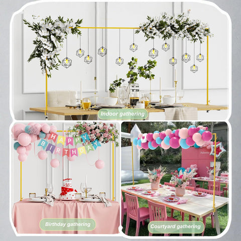 CJMYHOME gold table banner stand design elevates table decor with modern style.