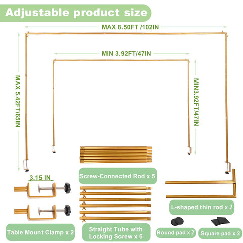 CJMYHOME table-arch clamps with non-slip pads secure decor setup during events.