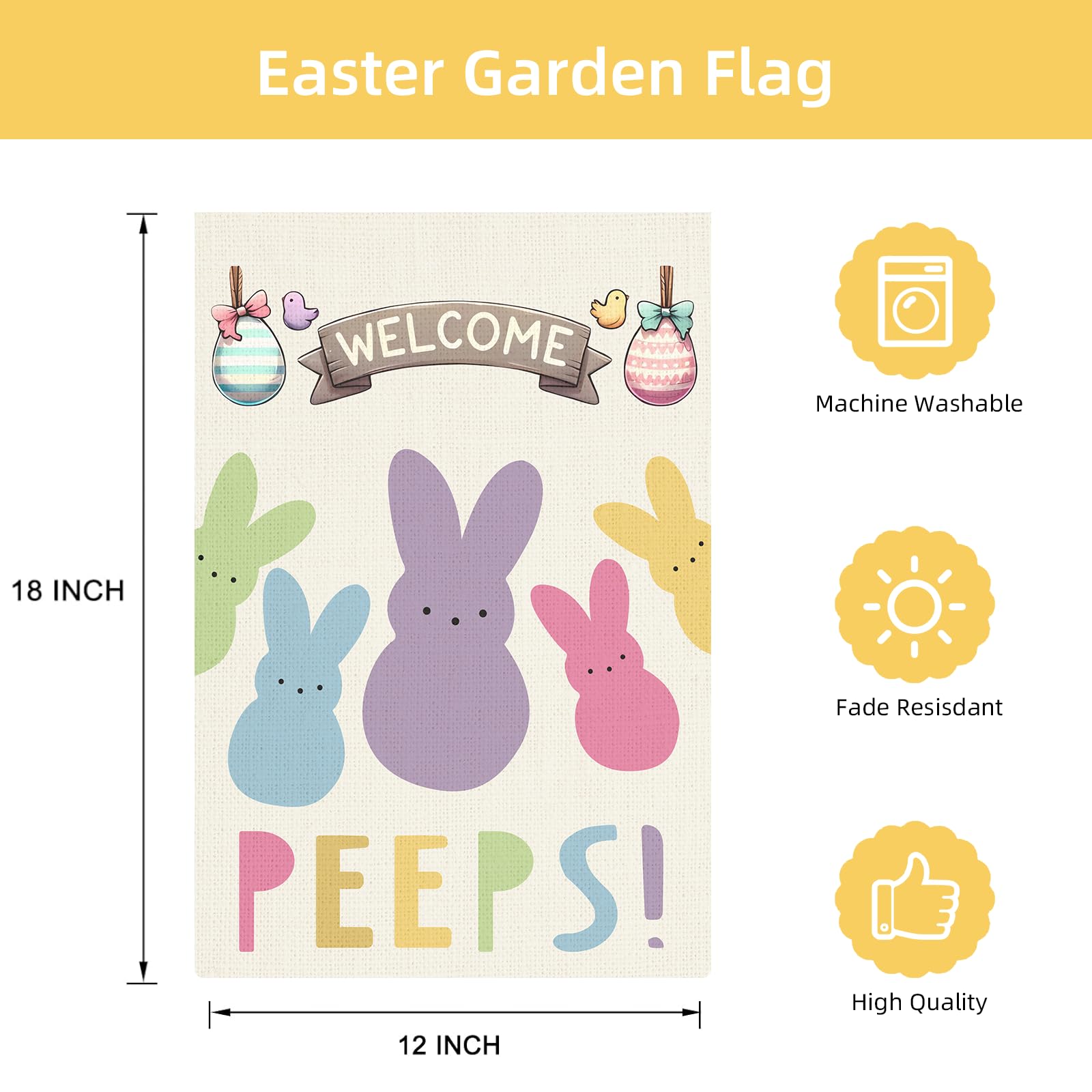 CJYGEGE Bunny Banner Outdoor Flag adds seasonal charm from both directions.
