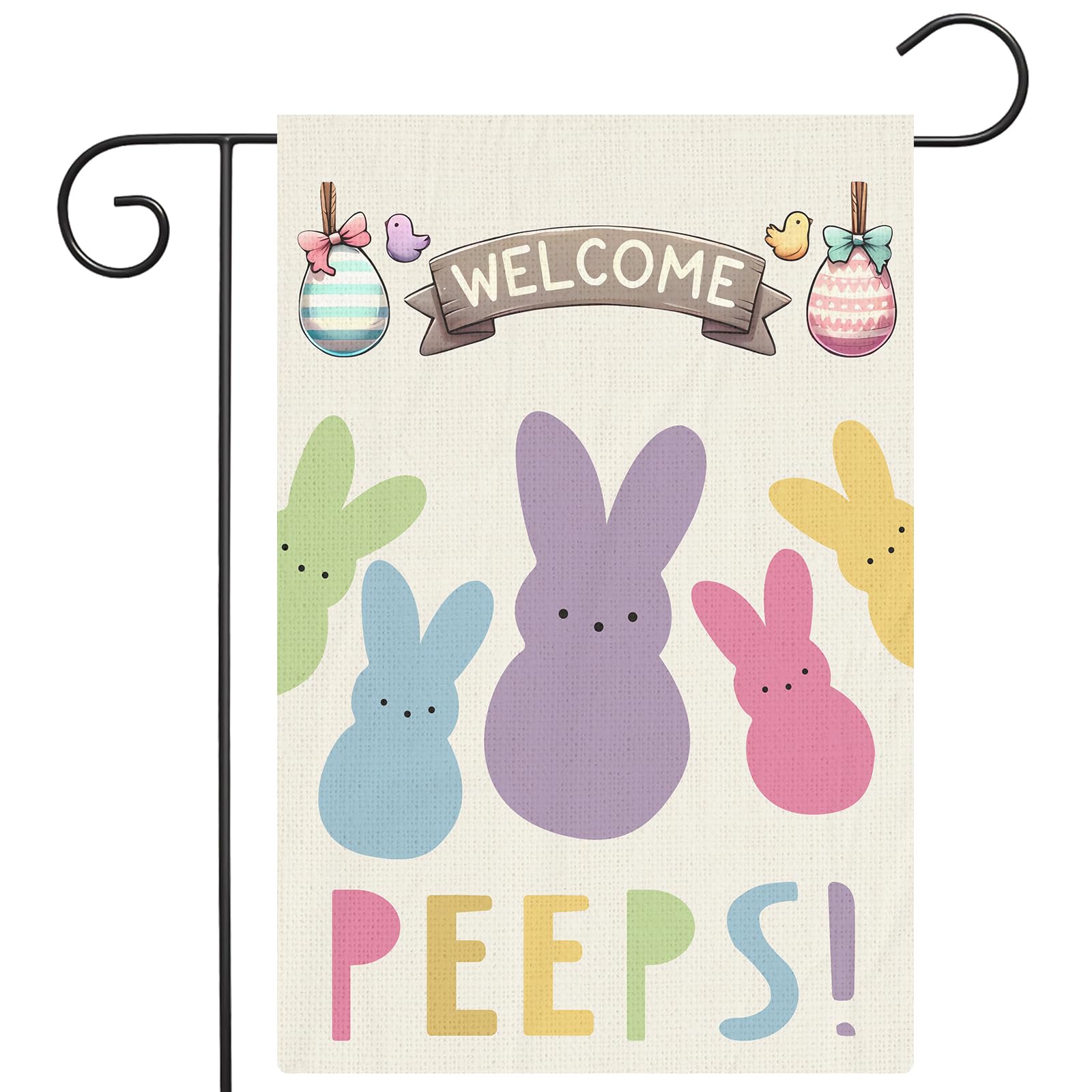 CJYGEGE Welcome Easter Garden Flag, double-sided for cheerful curb appeal.