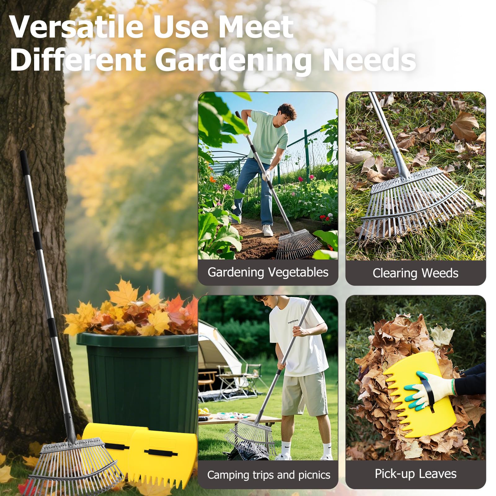 CJYMMFAN stainless steel handle resists rust for outdoor use.