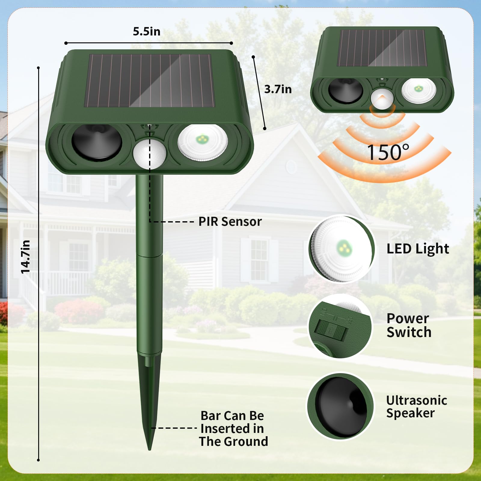 CKCOEO motion-activated deterrent in standby mode until motion is detected