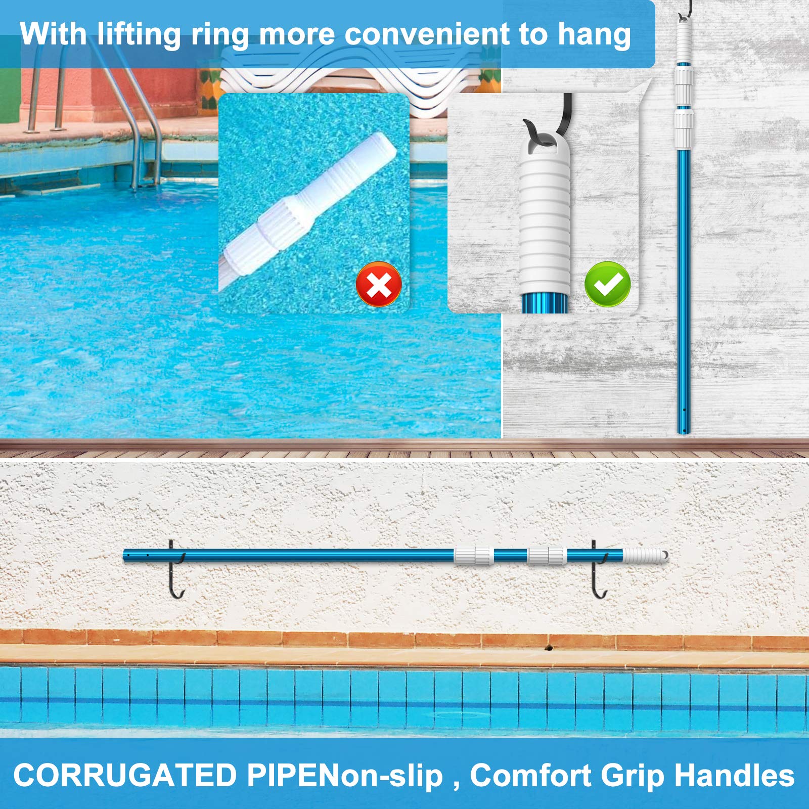 CKE includes compatible attachments for nets, brushes, vacuums, and hoses