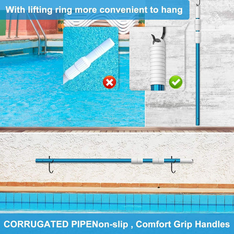 Lifting ring design helps easy storage after pool cleaning.