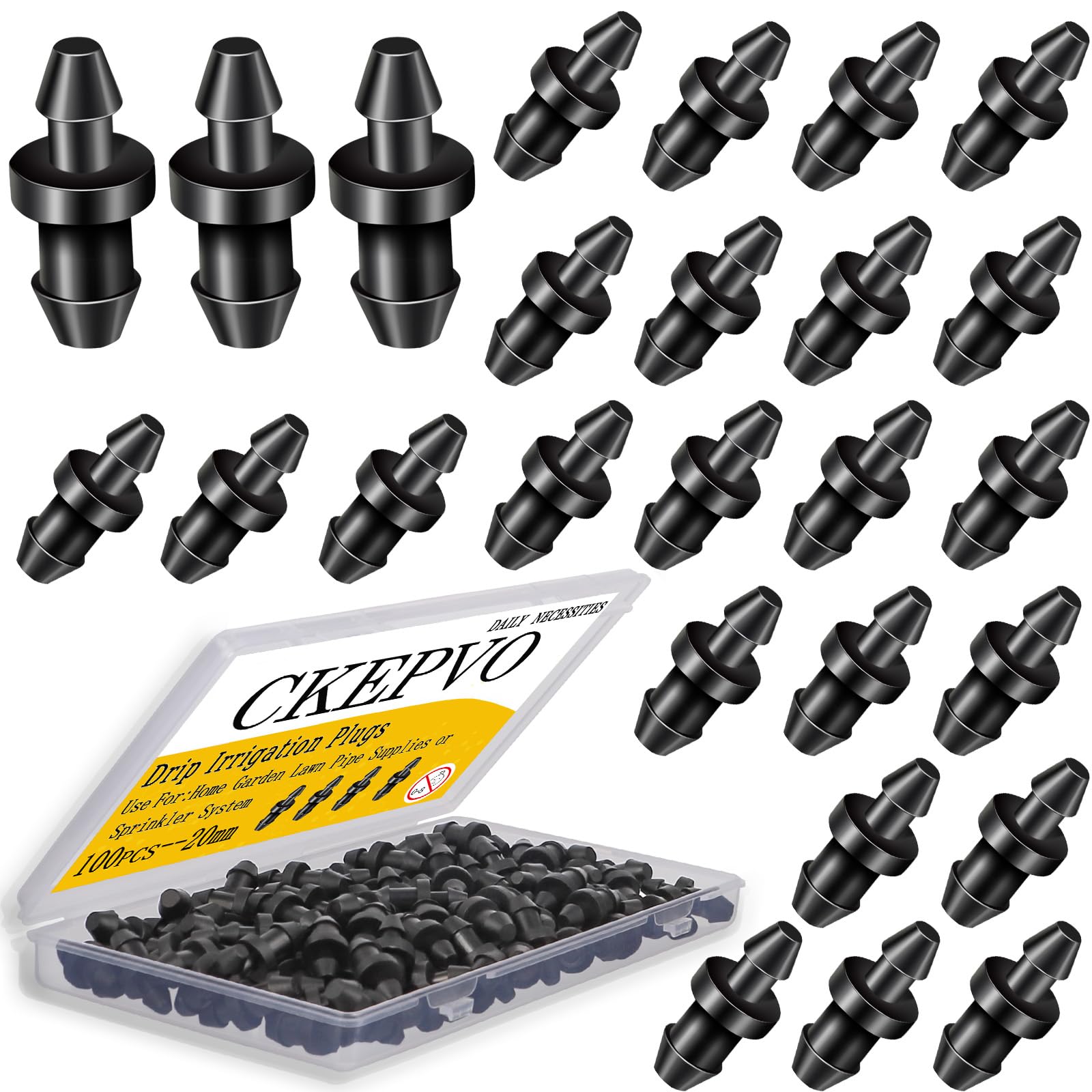 Ckepvo quarter-inch barbed end cap securing leak-free drip tubing