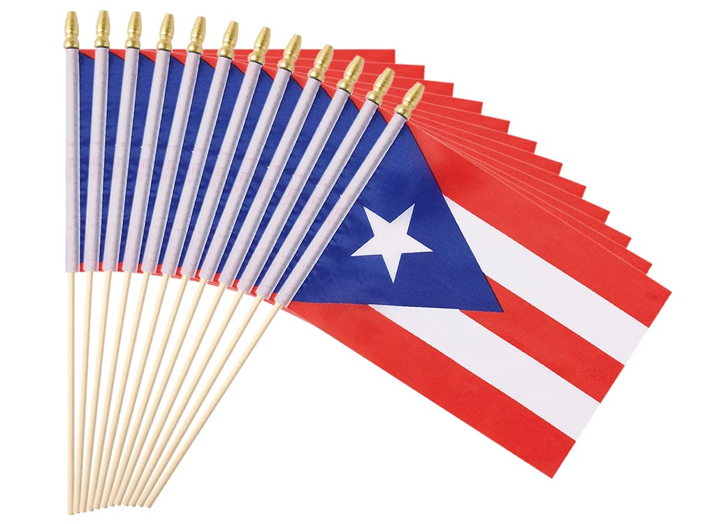 Ckexin 25-pack Puerto Rico flags on handheld sticks for celebrations