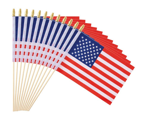 Ckexin 25-pack small American flag on stick, front view, ideal for parades and crowds.