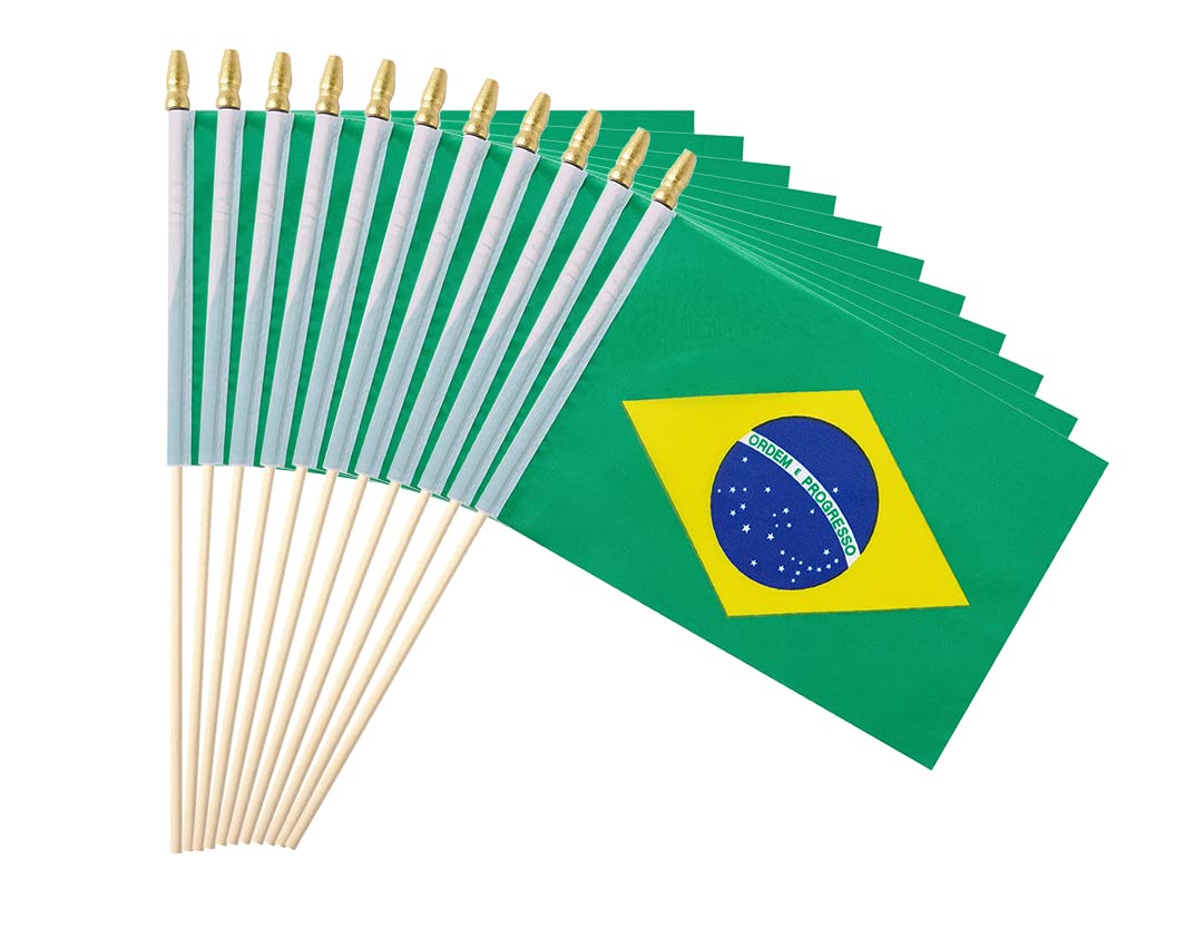 Ckexin Brazil flag on a stick 5x8 inch for vibrant event visuals.