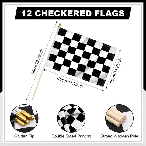 Ckexin checkered flag 12x18 back view shows double-sided print.