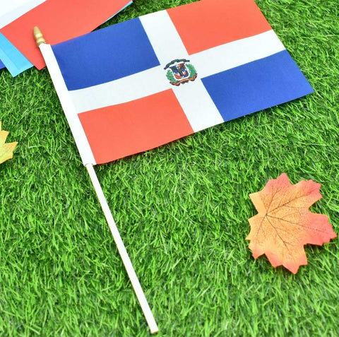 Ckexin Dominica flag on a 5x8 inch stick, easy assembly.