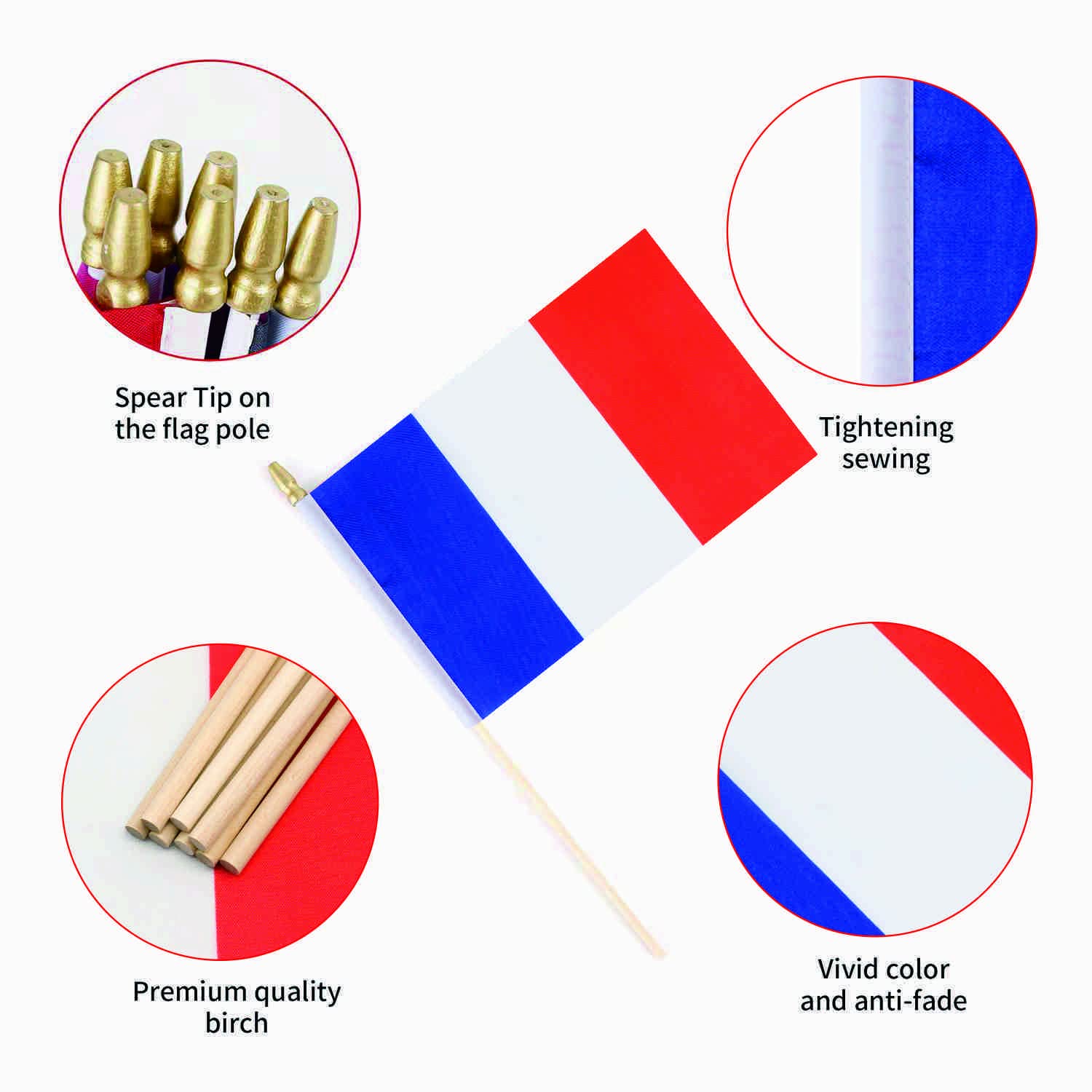 Ckexin France flag details show durable polyester fabric for outdoor use.