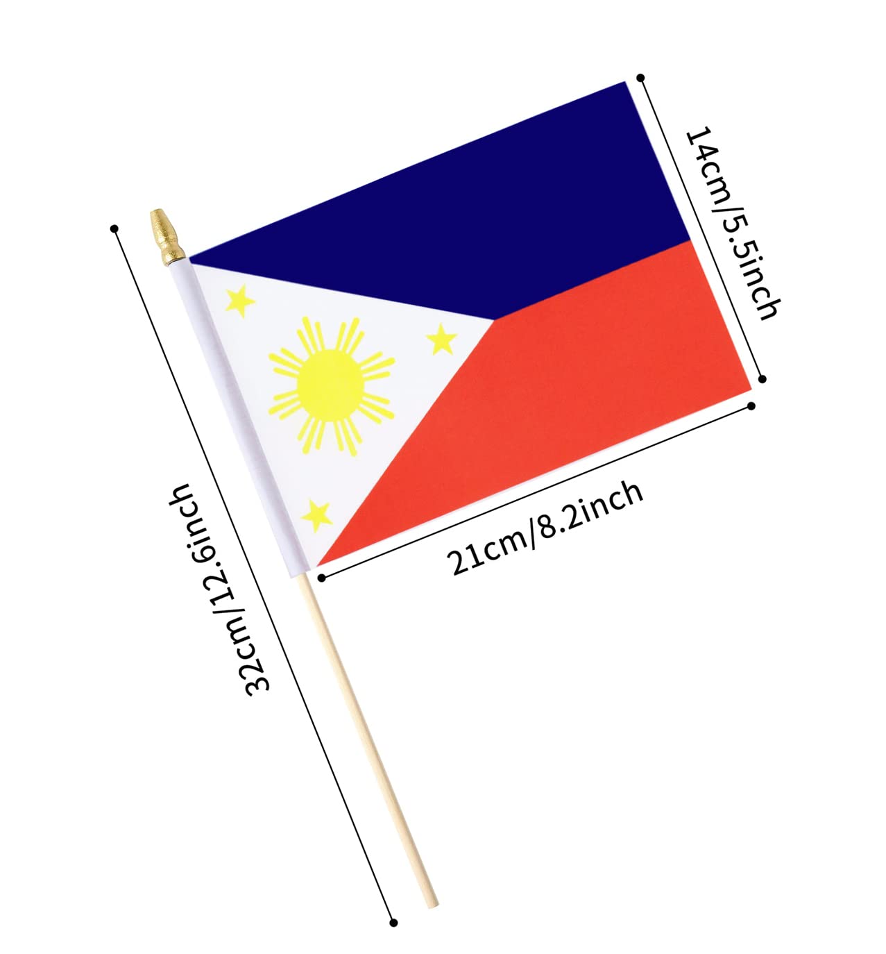 Ckexin flag-stick 11.8 inches, easy to wave at gatherings.