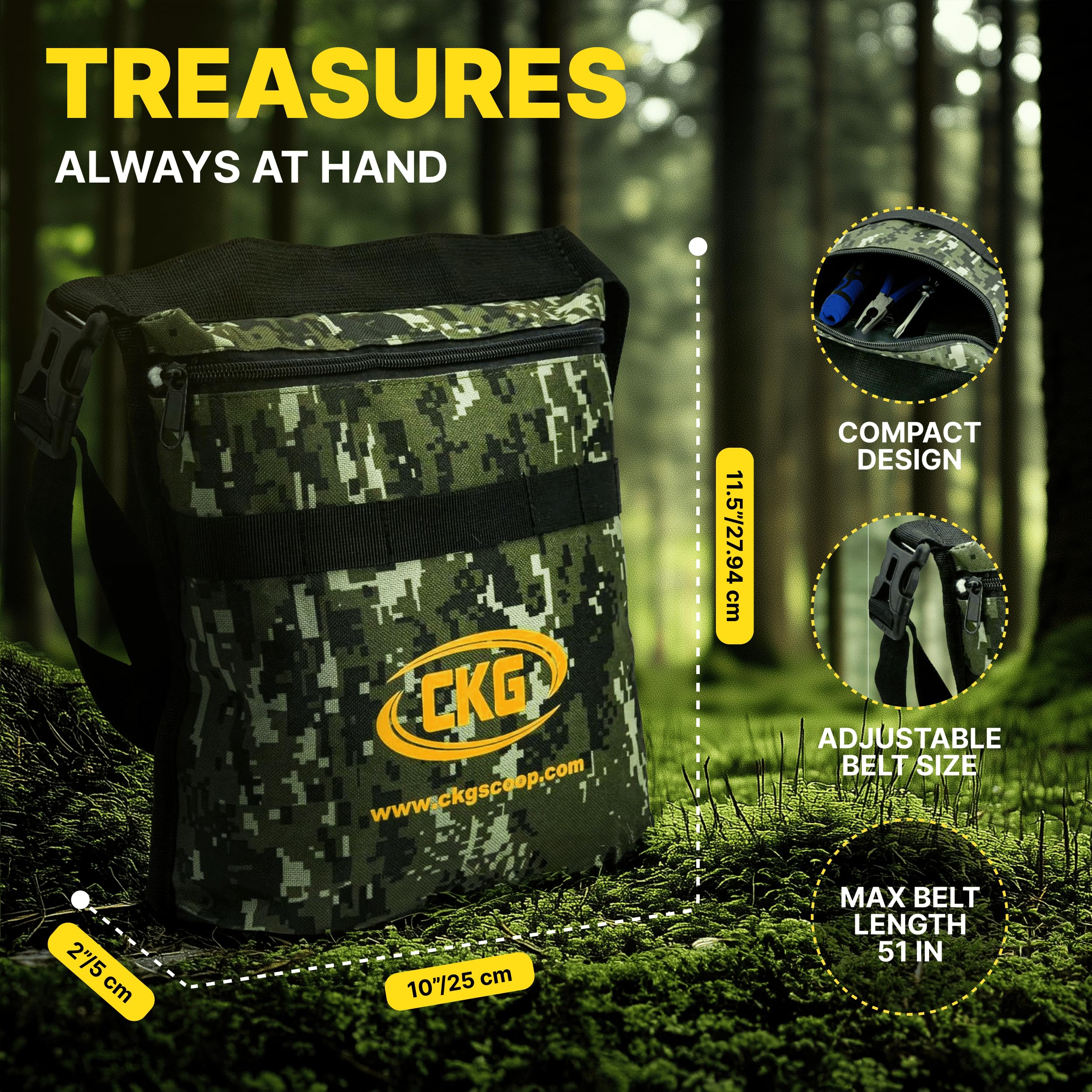 CKG carbon metal detecting set in use; portable kit for field treasure hunts.