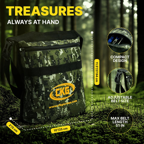 CKG carbon metal detecting set in use; portable kit for field treasure hunts.
