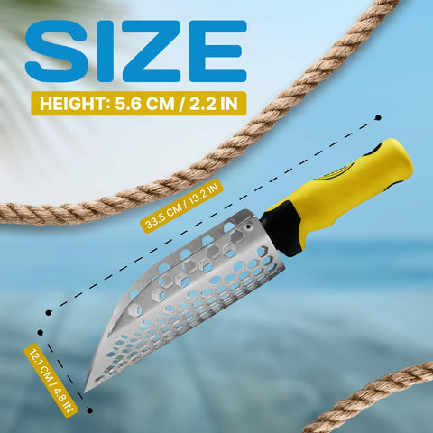 CKG ergonomic yellow-handle shovel improves grip during long searches