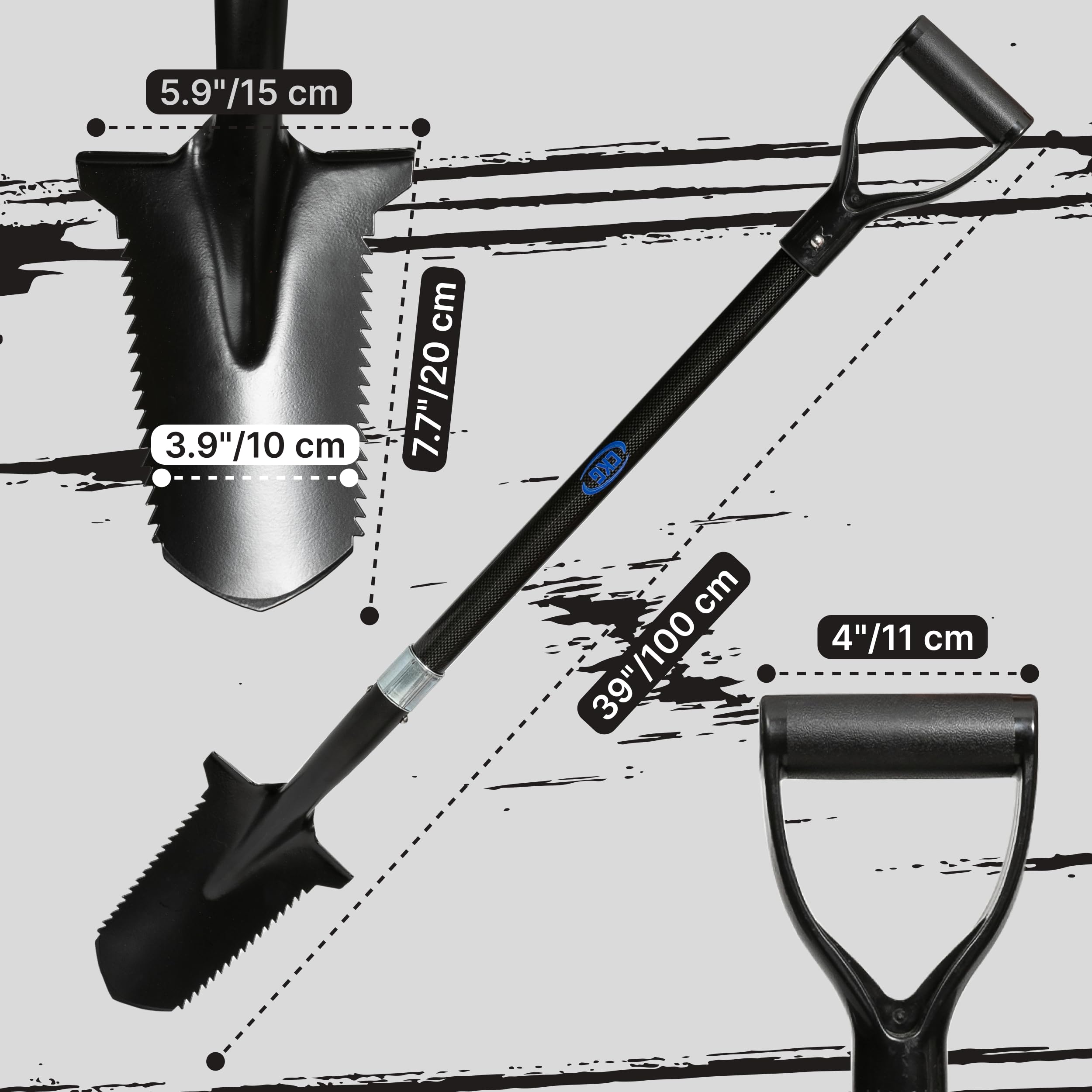 CKG high quality control durable shovel for metal detecting in rugged conditions.
