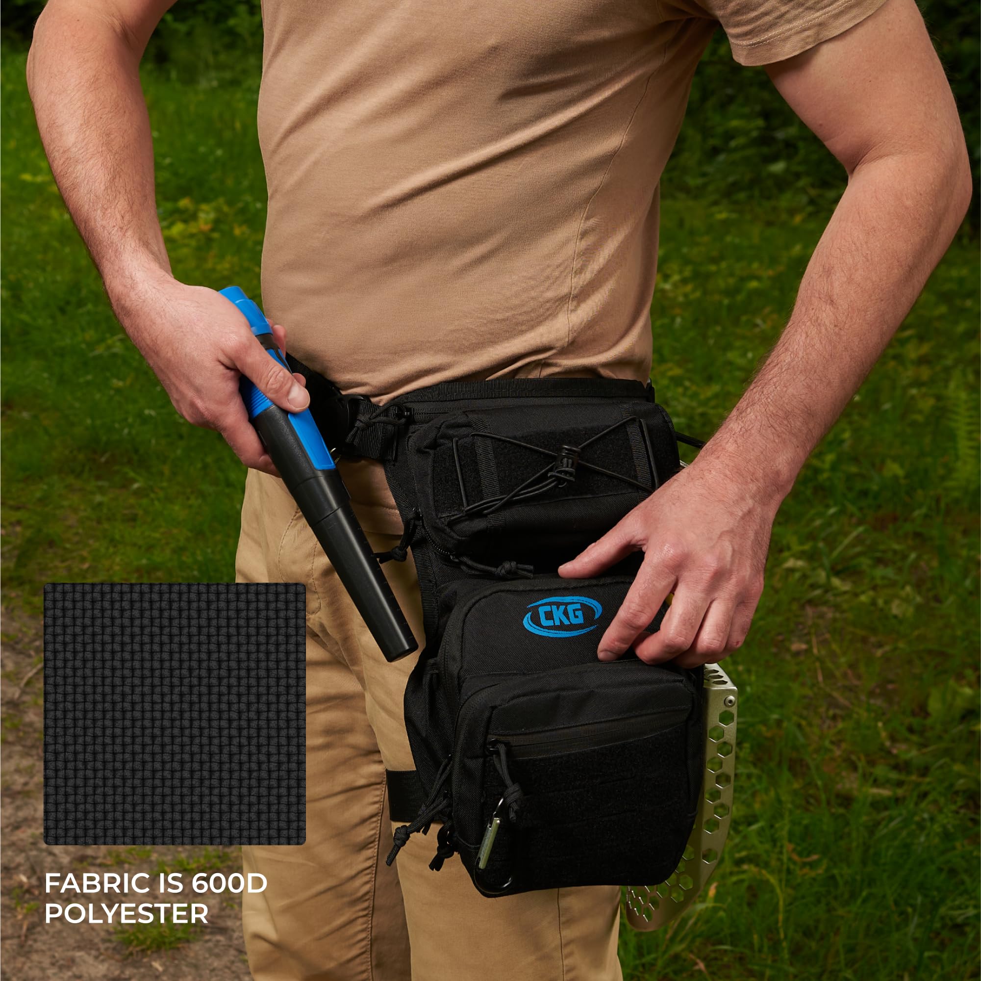CKG leg bag features drop-leg design for easy access on uneven terrain.