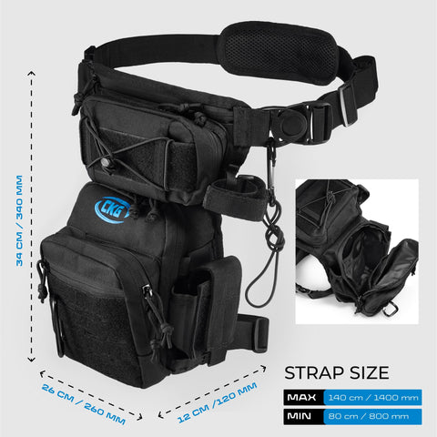 CKG leg bag demonstrates multipurpose tactical use for metal detecting and fishing.