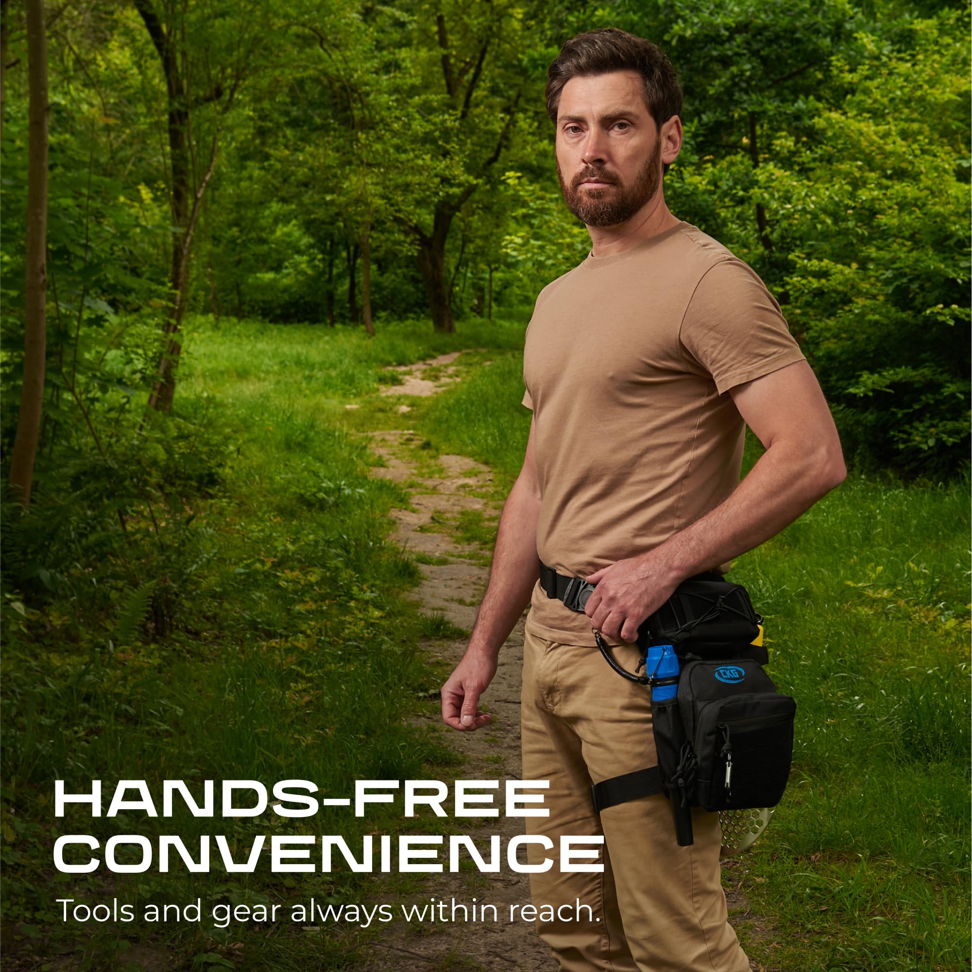 CKG leg bag shows waterproof protection to keep gear dry in wet conditions.