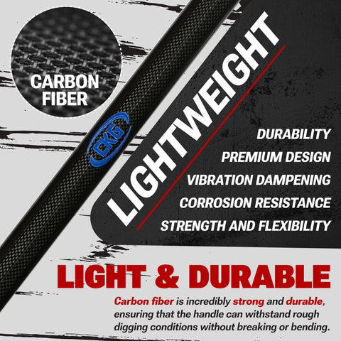CKG lightweight carbon handle shovel ideal for extended treasure hunts.