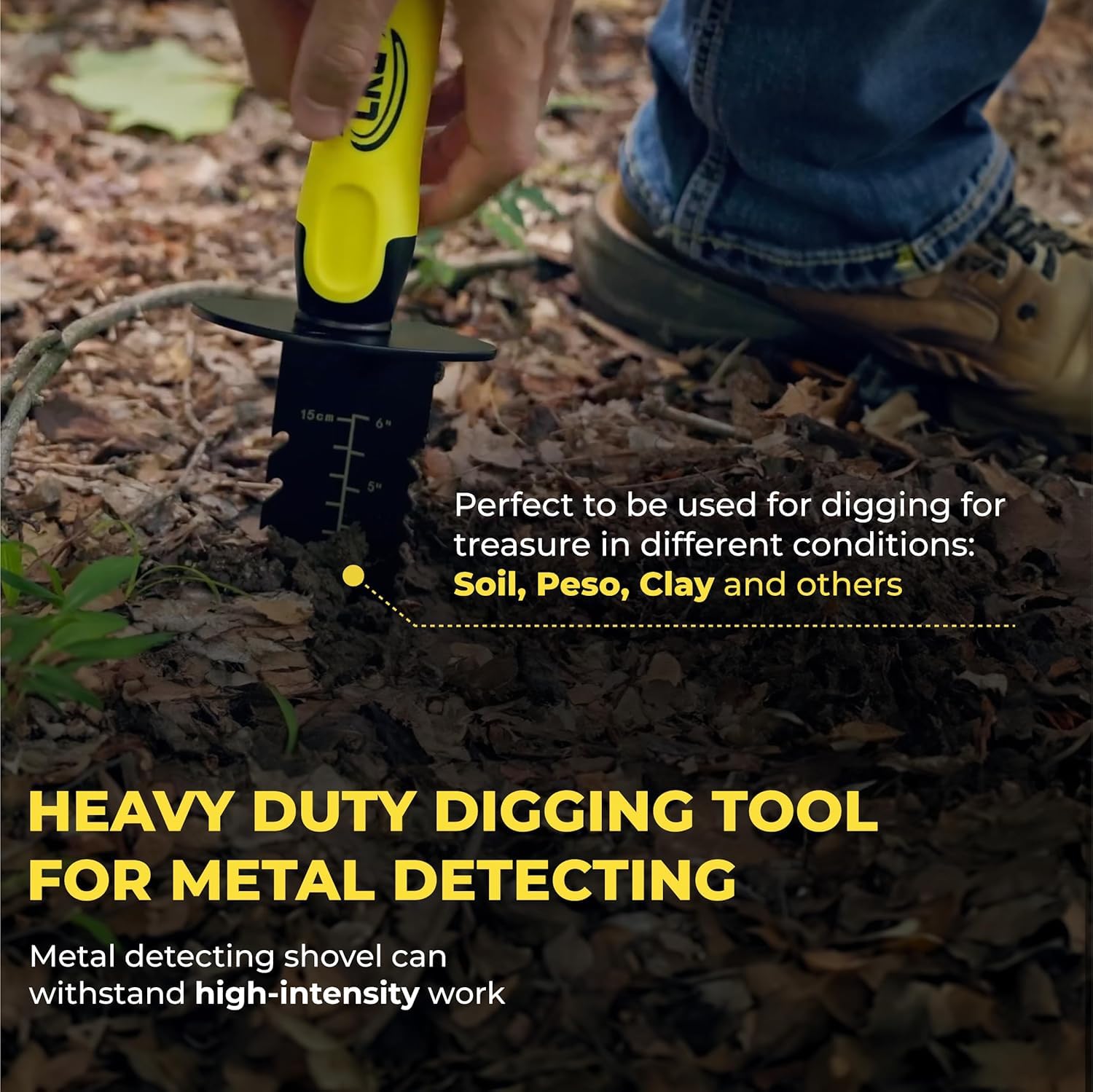 CKG shovel ergonomic non-slip handle reduces wrist strain during digging.
