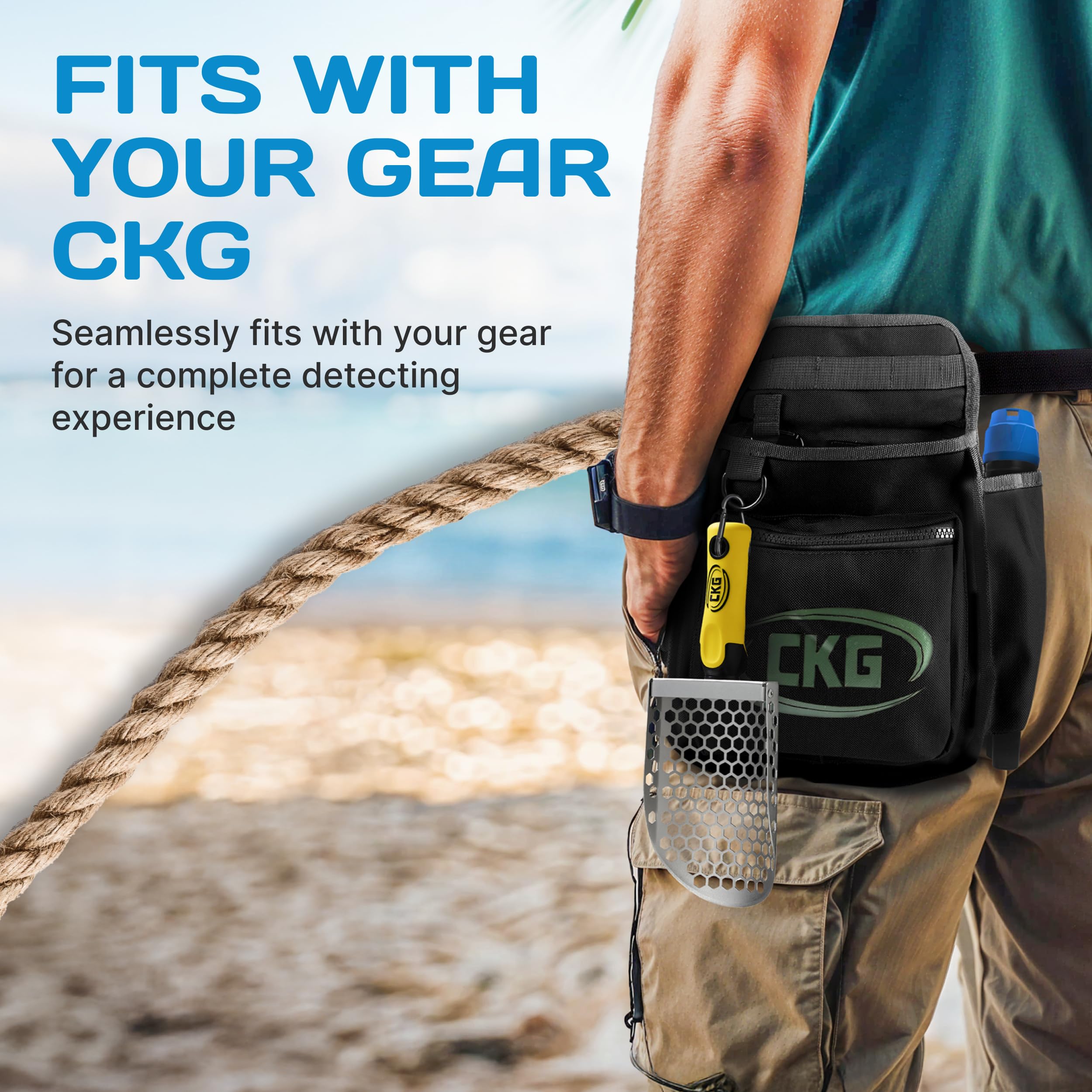 CKG sand scoop for metal detecting designed for adult beach hunts