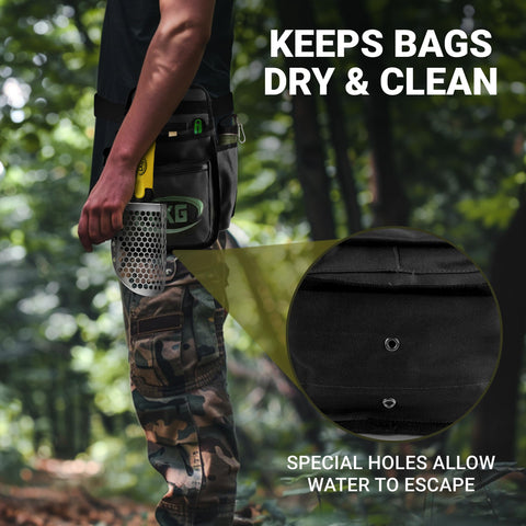 CKG bag with water-drain holes keeps gear dry in damp field conditions.