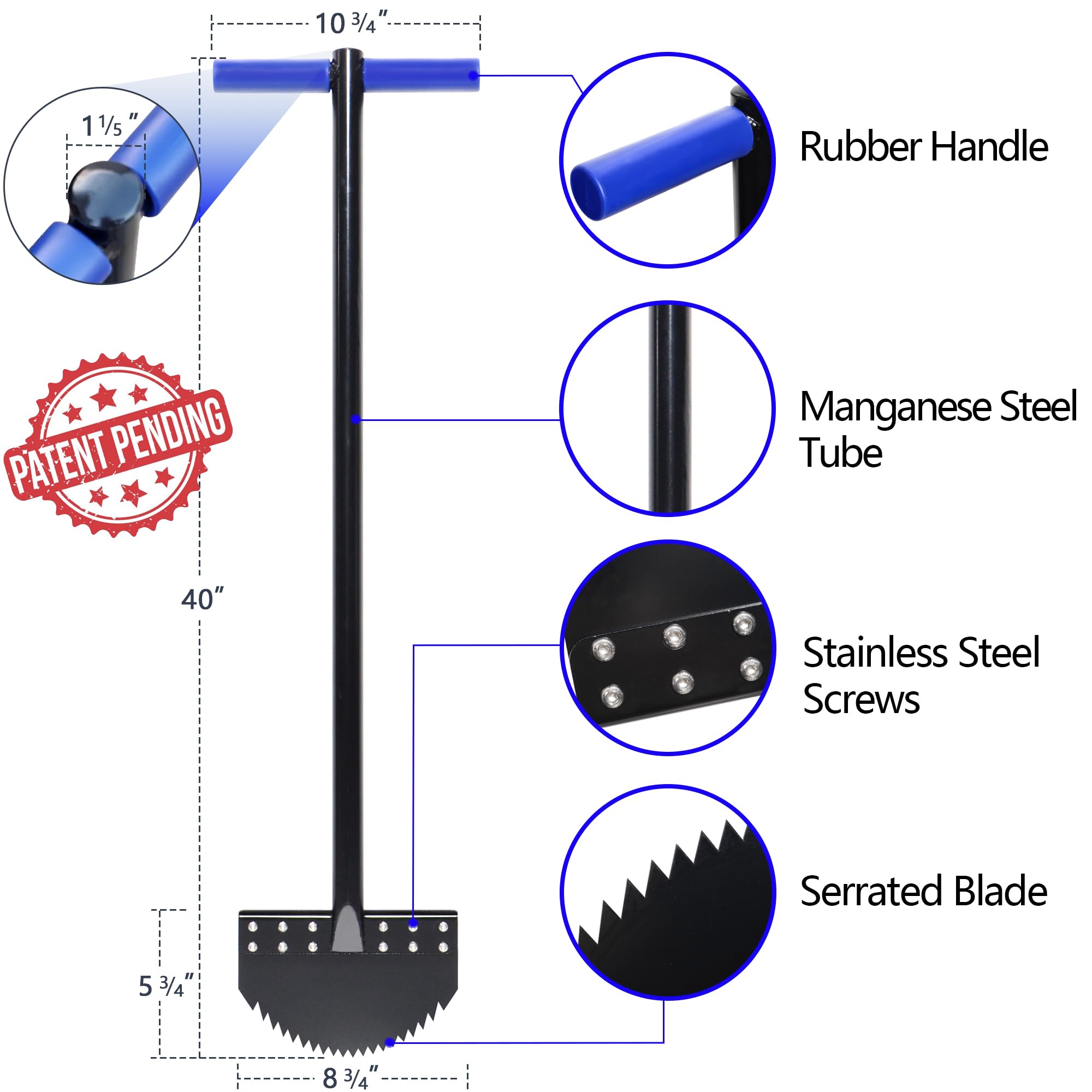 CKLT blue rubber handle provides a comfortable, secure grip during edging