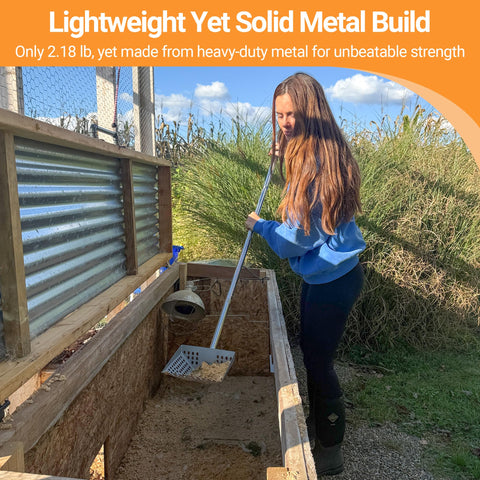 CKLT chicken poop scooper lightweight design reduces fatigue during extended coop cleanups.
