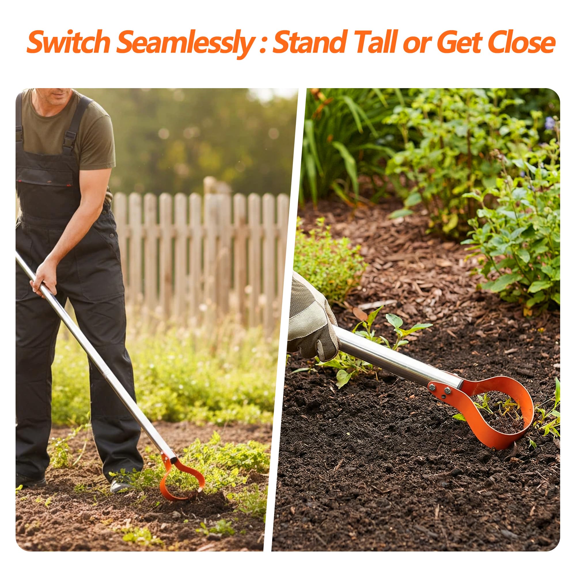CKLT stirrup hoe ergonomic design supports back friendly weeding