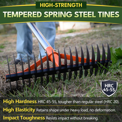 CKLT Thatch Rake dual-sided head excels at surface cleanup and thatch removal.