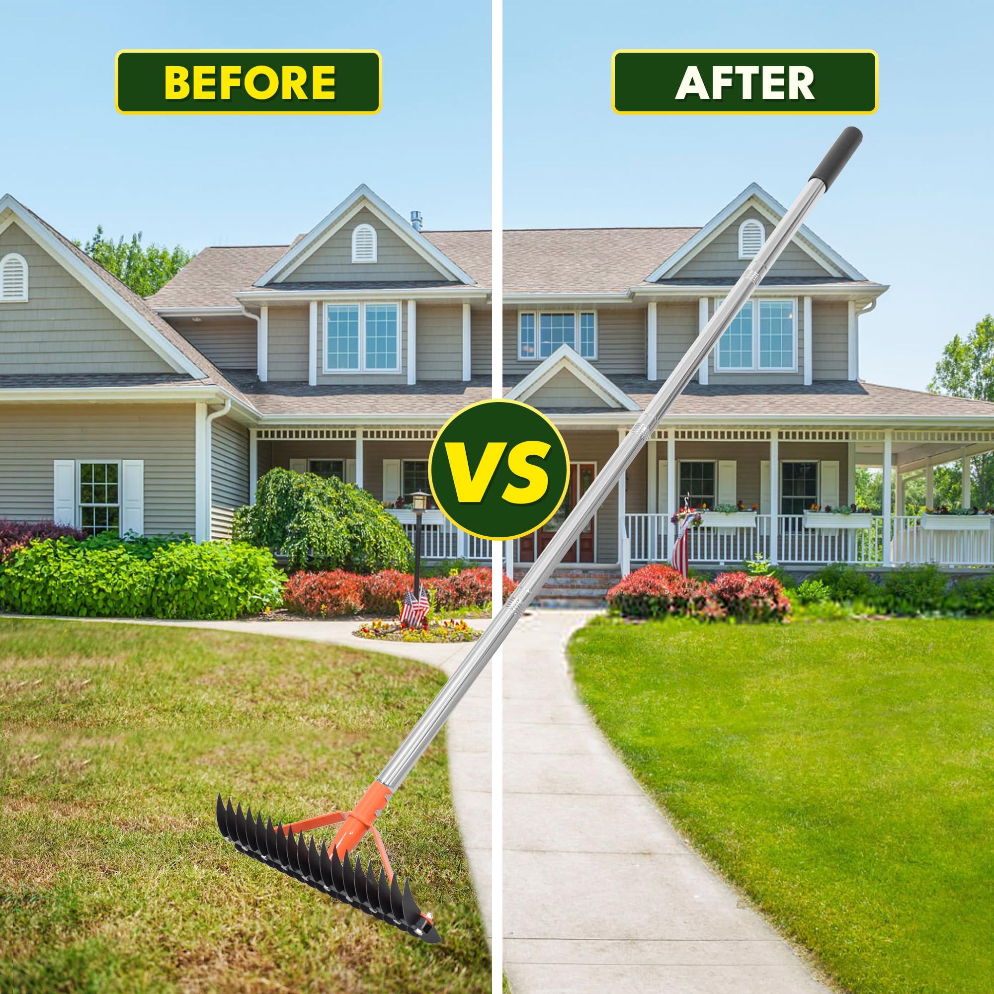 CKLT Thatch Rake ergonomic rubber grip for comfortable extended use.