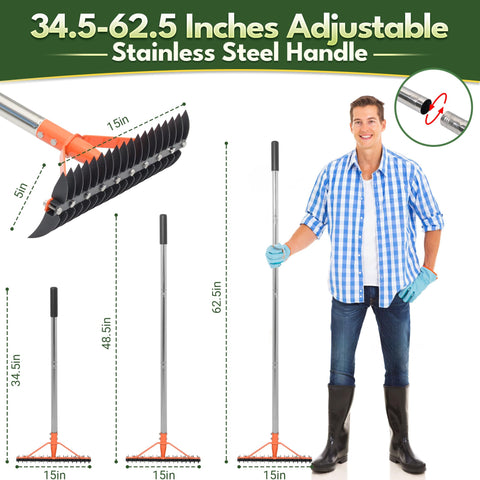 CKLT Thatch Rake solid frame ensures stable dethatching sessions on wet lawns.