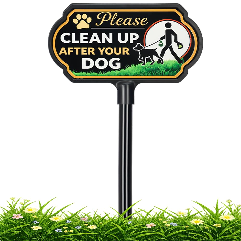 CKOK clean up after your dog sign, 10x5 inches, highly visible for lawns